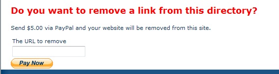 Pay to remove link from directory