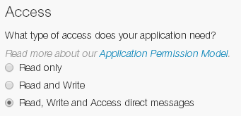 Twitter app permissions