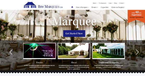 BSW Marquees website design