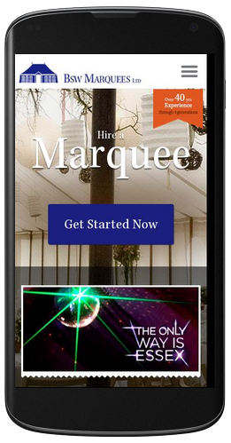 BSW Marquees responsive mobile web design