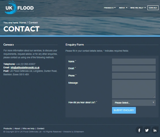 UK Flood Defences Web Design