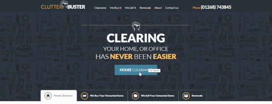 Clutter Buster scroll homepage design
