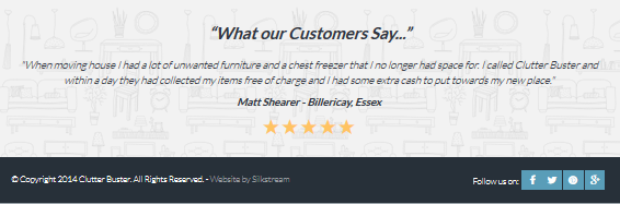 Clutter Buster testimonials design