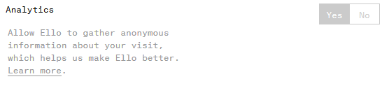 Ello Analytics Option