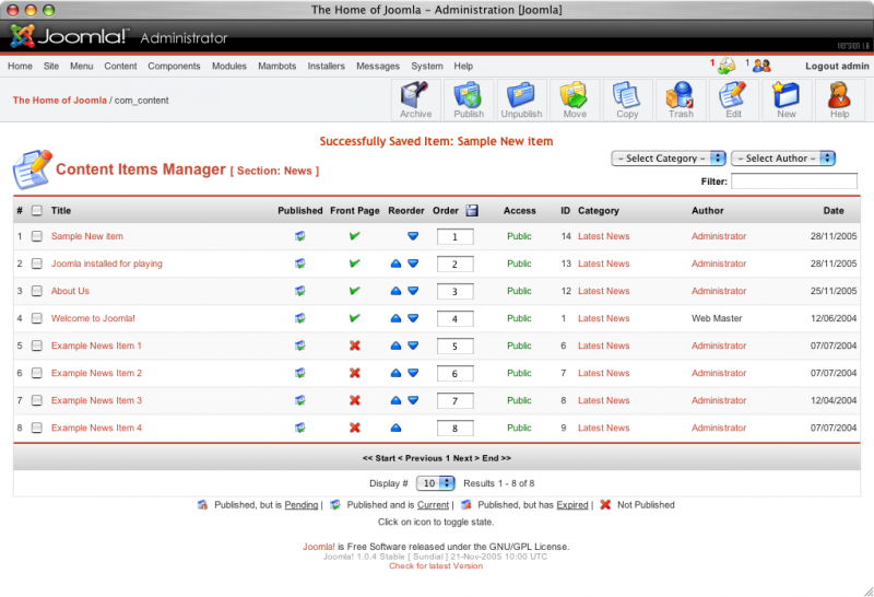 Joomla User Interface