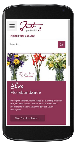Just Glassware Mobile Web Design