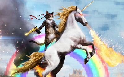 Cat Riding a Unicorn