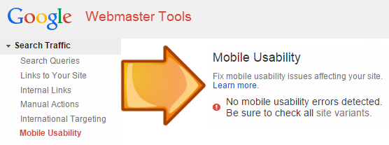 Webmaster Tools Mobile Usability
