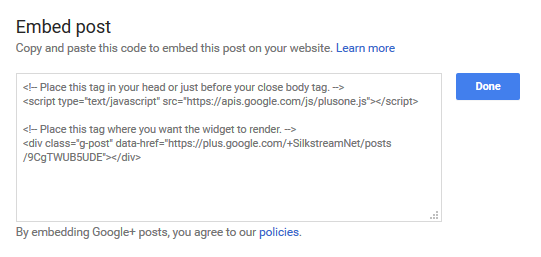 Embed Google+ Post