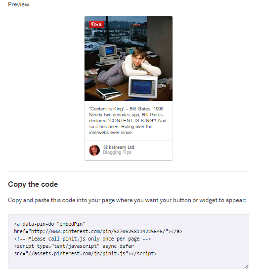 Embed Pinterest Pin