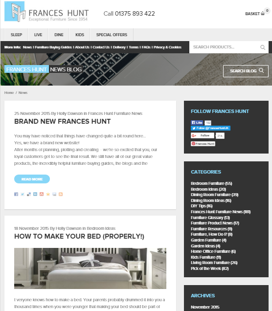 Frances Hunt Blog Design