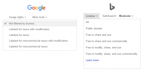 Google & Bing Usage Rights