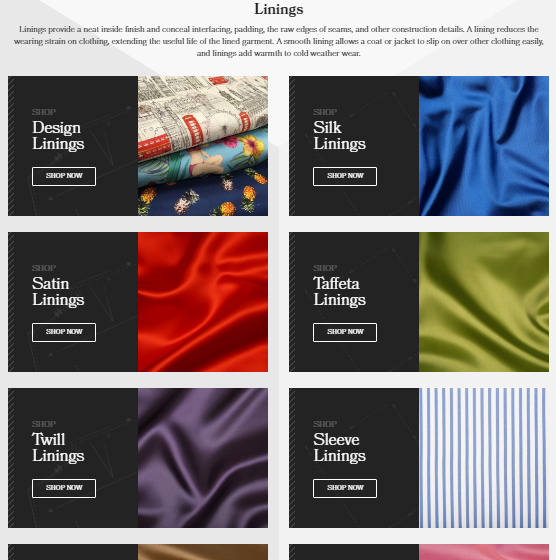 The Lining Company category design
