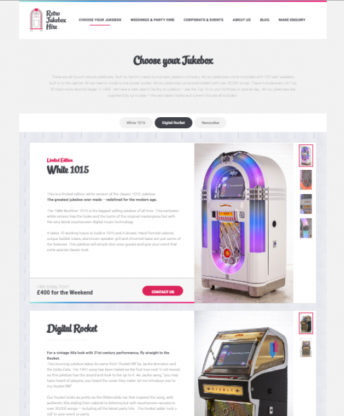 Retro Jukebox Products Page Design