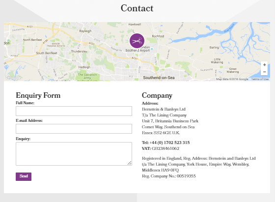 The Lining Company contact page