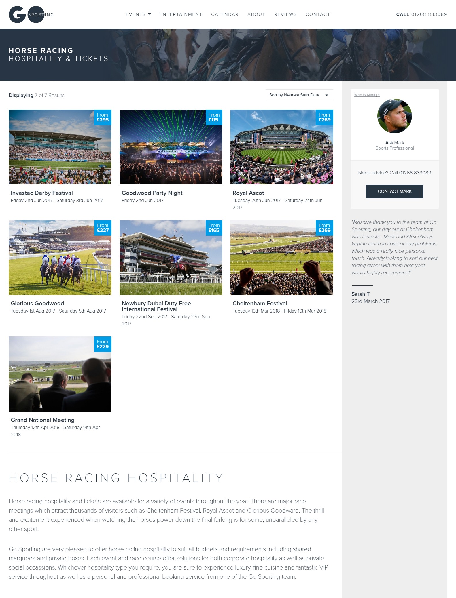 Go Sporting Event Category Page