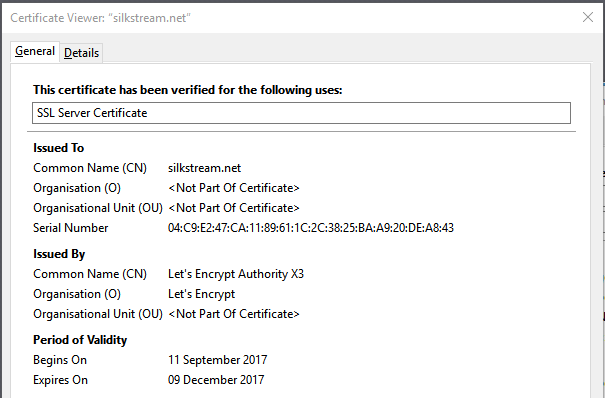 Silkstream SSL Certificate