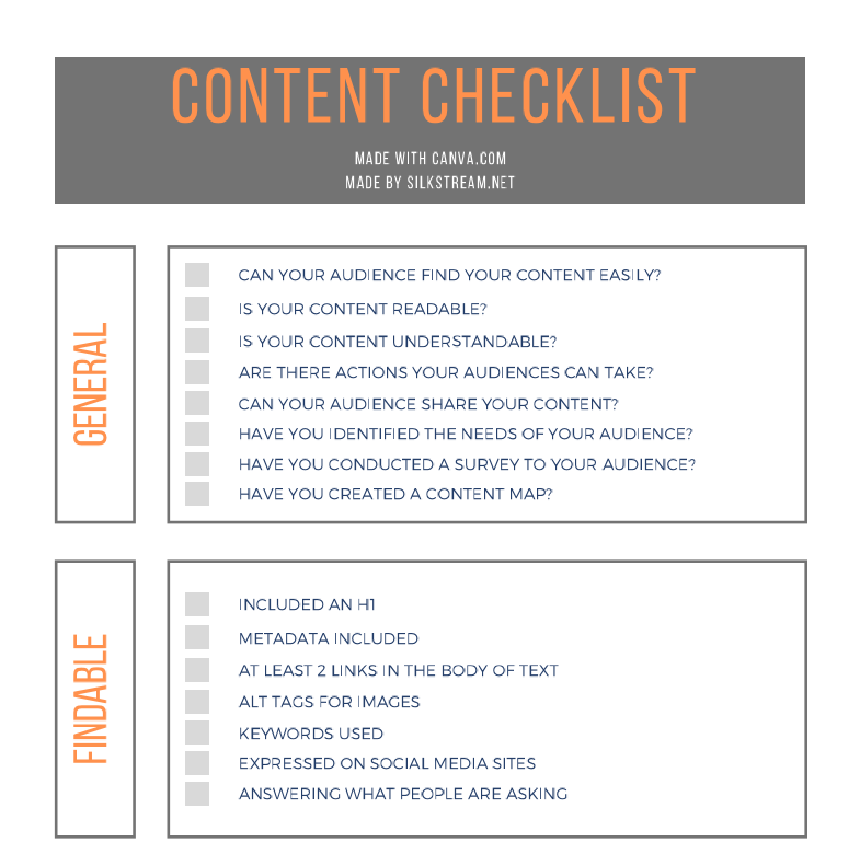 Silkstream's Content Creation Checklist for you! Silkstream