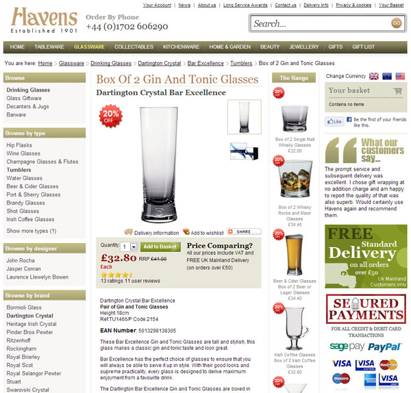 havens old product page